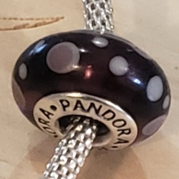 Pandora, Purple Bubbles Glass Murano Glass Charm, Retired - Picture 1 of 6
